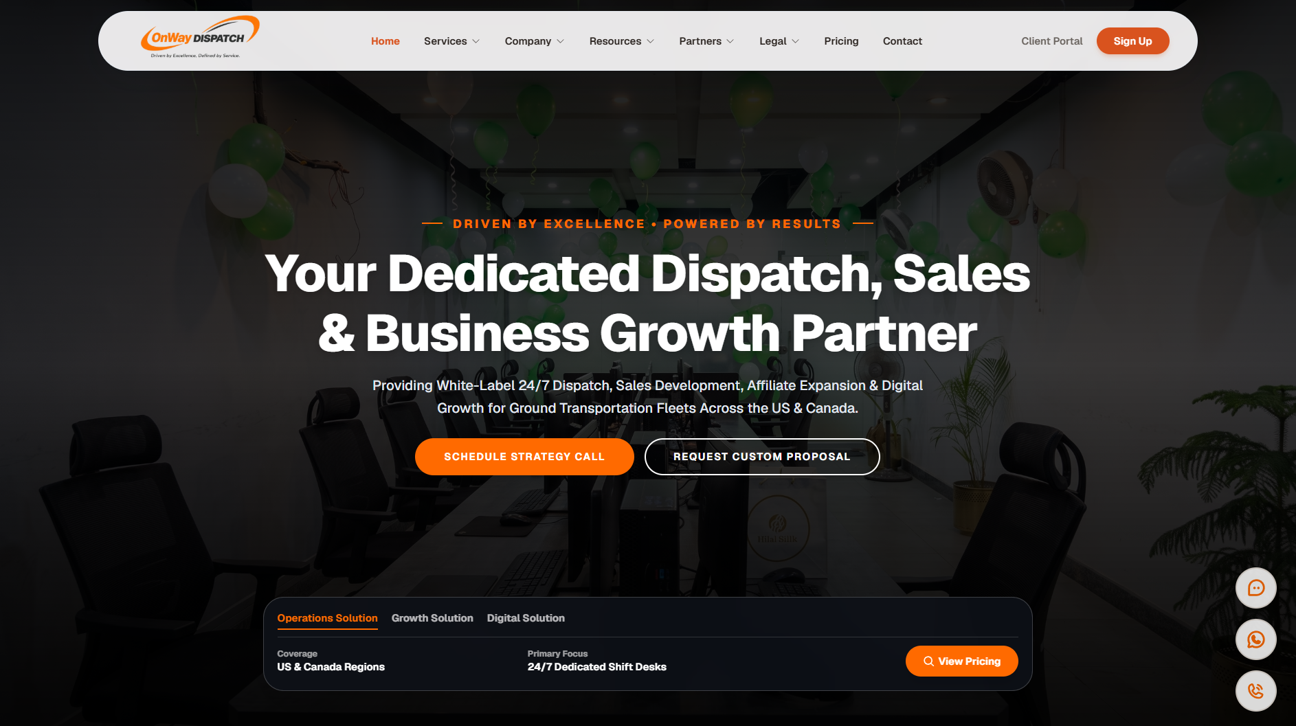 Screenshot of Onway Dispatch live platform